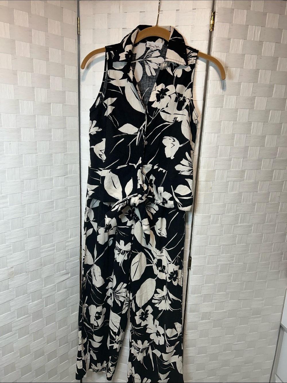 Panama Jack Black & White Floral Sleeveless two piece